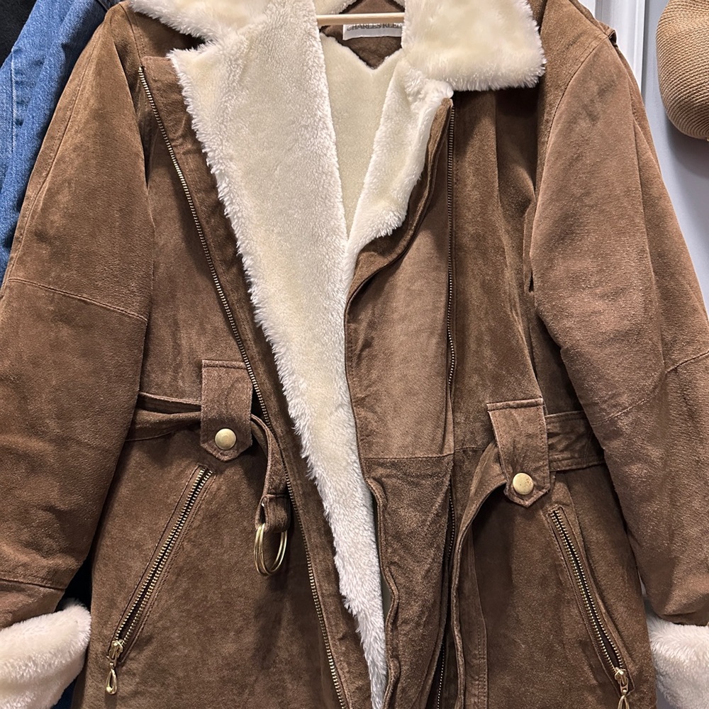Chic Suede Brown Shearling-Lined Suede Jacket - image 1